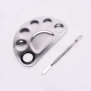 Stainless Steel Color Palette and Double Head Spoon Palette Spatulas Stick Rod, Makeup Cosmetic Nail Art Tool, Half Flat Round, Stainless Steel Color, 83.5x125x4mm(MRMJ-WH0062-43P)