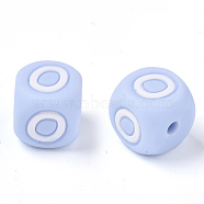 Food Grade Eco-Friendly Silicone Beads, Horizontal Hole, Chewing Beads For Teethers, DIY Nursing Necklaces Making, Letter Style, Cube, Light Sky Blue, Letter.O, 10x10x10mm, Hole: 2mm(X-SIL-R011-10mm-02O)