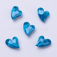 Acrylic Pendants, Imitation Pearl, Heart, Faceted, Dodger Blue, 11x9x4mm, Hole: 0.5mm(X-MACR-P120-11mm-P27)