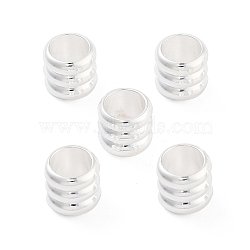 Brass European Beads, Large Hole Beads, Cadmium Free & Lead Free, Grooved Beads, Column, 925 Sterling Silver Plated, 6x5.5mm, Hole: 4mm(KK-M288-06S)