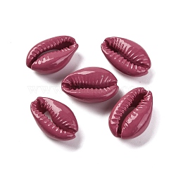 Baking Painted Cowrie Shell Beads, No Hole/Undrilled, Dark Red, 14.5~22x9~15.5x6~9.5mm(SSHEL-M023-01J)