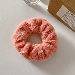 Plush Elastic Hair Accessories, for Girls or Women, Scrunchie/Scrunchy Hair Ties, Light Coral, 120mm(OHAR-PW0003-211E)