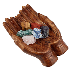 Wooden Buddha Hand Display Decorations, Crystal Holder, Jewelry Display Tray, Camel, 180x125~127x47mm, Inner Diameter: 100x150mm(AJEW-WH0304-38)