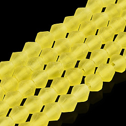 Imitate Austrian Crystal Frosted Glass Beads Strands, Grade AA, Faceted, Bicone, Yellow, 3.5~3.8x3mm, Hole: 0.8mm, about 113~115pcs/strand, 14.17~14.37 inch(36~36.5cm)(EGLA-A039-T3mm-MD21)