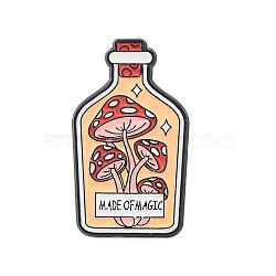 Mushroom in Bottle with Word Made of Magic Enamel Pins, Alloy Lapel Pin Backs for Backpack Clothes, Bisque, 30x17.5mm(PALLOY-D361-06EB-01)