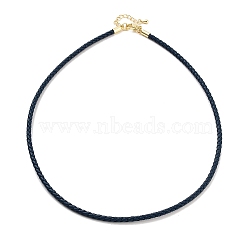 Braided Round Imitation Leather Bracelets Making, with Golden Tone Stainless Steel Lobster Claw Clasps, Prussian Blue, 17-1/8 inch(43.6cm)(BJEW-H610-01G-14)