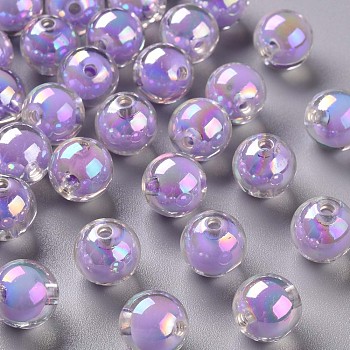 Transparent Acrylic Beads, Bead in Bead, AB Color, Round, Lilac, 11.5x11mm, Hole: 2mm, about 520pcs/500g