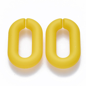 Opaque Spray Painted Acrylic Linking Rings, Quick Link Connectors, for Cable Chains Making, Oval, Gold, 31x19.5x5.5mm, Inner Diameter: 19.5x7.5mm