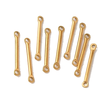 Ion Plating(IP) 304 Stainless Steel Links, Bar Connector Charms, Real 18K Gold Plated, 20x2.5x1.5mm, Hole: 1.4mm