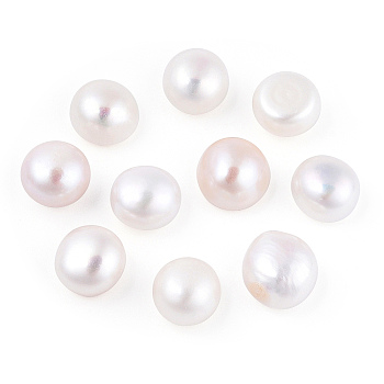 Natural Pearl Beads, Cultured Freshwater Pearl, No Hole/Undrilled, Round, Creamy White, 10~11.5x6~9.5mm
