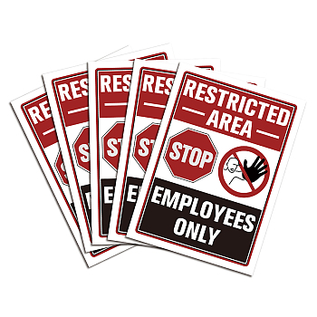 5Pcs Waterproof PVC Warning Sign Stickers, Vinyl Danger Safety Decals, Rectangle with Word, Sign Pattern, 25x17.5cm