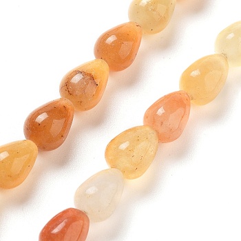 Natural Topez Jade Beads Strands, Teardrop, 9x6mm, Hole: 1.2mm, about 44pcs/strand, 15.75''(40cm)