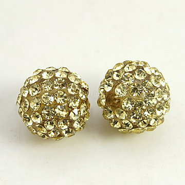 Resin Rhinestone Beads, Grade A, Round, Jonquil, 8mm, Hole: 2mm(RB-A025-8mm-A13)