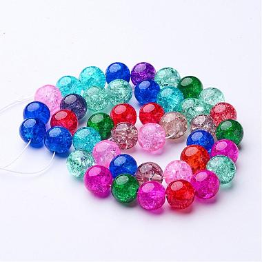 16 inch Mixed Color Round Crackle Glass Strands(X-GGM004)-2