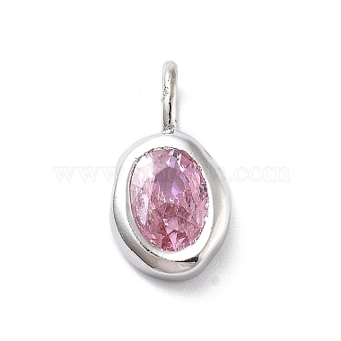 Silver Pearl Pink Oval Sterling Silver+Cubic Zirconia Charms