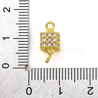 Brass Micro Pave Cubic Zirconia Cube Links Connector Charms(KK-A230-04G)-3