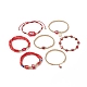 7Pcs 7 Style Evil Eye Lampwork & Glass Seed & Brass Beaded Stretch Bracelets Set for Women(BJEW-JB09249-01)-4