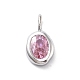 925 Sterling Silver Cubic Zirconia Oval Charms(STER-S006-01S-J)-1