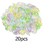20Pcs 2 Styles UV Plating Transparent Acrylic Beads, Luminous Beads, Iridescent, Glow in the Dark, Leaf & Flower, Mixed Color, 12~16x11.5~23.5x9~12mm, Hole: 2.5~2.8mm, 10pcs/style(SACR-YW0001-72A)