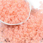 Transparent Colours Glass Seed Beads, Donut, Light Salmon, 6.5x3mm, Hole: 1.8mm, about 30pcs/10g(X1-SEED-P008-01B-11)