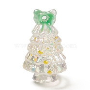 Transparent Acrylic Enamel Pendant, Christmas Tree, Green, 36x22x22.5mm, Hole: 3mm(ACRC-D002-01D)