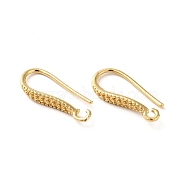 Brass Earring Hooks, Ear Wire, with Horizontal Loops, Real 18K Gold Plated, 17x8x2.5mm, Hole: 1.2mm, 19 Gauge, Pin: 0.9mm(ZIRC-Q201-06G)