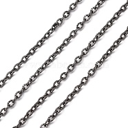 Iron Textured Cable Chains, Unwelded, with Spool, Gunmetal, 3x2x0.6mm, about 328.08 Feet(100m)/roll(CH-0.6YHSZ-B)
