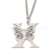 201 Stainless Steel Necklaces, Letter X, 23.74 inch(60.3cm) p: 32x31.5x1.3mm(NJEW-Q336-01X-P)