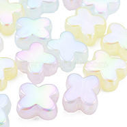 Rainbow Iridescent Plating Acrylic Beads, Glitter Beads, Flower, Mixed Color, 15x13x7.5mm, Hole: 4mm(OACR-N010-055)