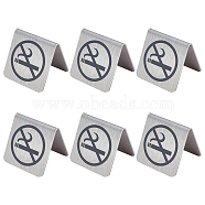 Stainless Steel Hotel Resturant Table Reservation Signage Board Desk Sign Plate, Stainless Steel Color, 48x50x50mm, 6pcs(STAS-GA0001-12)