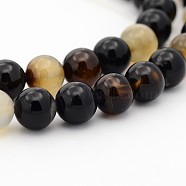 Dyed Black Agate Round Bead Strands, 6mm, Hole: 1mm, about 65pcs/strand, 15.7 inch(G-P070-22-6mm)