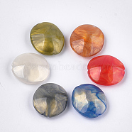 Imitation Gemstone Acrylic Beads, with Glitter Powder, Oval, Mixed Color, 32x29x12mm, Hole: 2.5mm(OACR-T011-110)