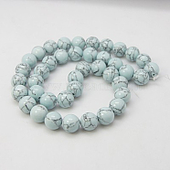 Synthetic Turquoise Beads Strands, Dyed, Round, Light Blue, 8mm, Hole: 1mm, about 50pcs/strand, 15.7 inch(TURQ-H038-8mm-XXS20)