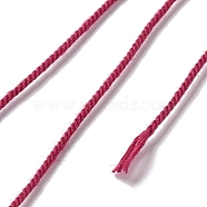 Polyester Twisted Cord, Round, for DIY Jewelry Making, Cerise, 1mm, about 49.21 Yards(45m)/Roll(OCOR-G015-01A-01)