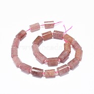 Natural Strawberry Quartz Beads Strands, Faceted, Column, 13.5~14.5x9.5~10mm, Hole: 1mm, about 22pcs/strand, 15.2~15.3 inch(38.8~39cm)(G-F632-07C)
