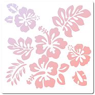 PET Plastic Drawing Painting Stencils Templates, Square, White, Flower Pattern, 30x30cm(DIY-WH0244-068)