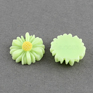 Flatback Hair & Costume Accessories Ornaments Resin Flower Daisy Cabochons, Pale Green, 13x4mm(CRES-Q101-05)