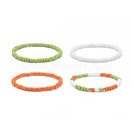 4Pcs 4 Color Glass Beaded Stretch Bracelets Set for Women, Mixed Color, Inner Diameter: 2-1/4 inch(5.8cm), 1Pc/color(BJEW-JB08805)