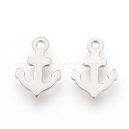 201 Stainless Steel Pendants, Anchor, Stainless Steel Color, 13x9x0.5mm, Hole: 1.5mm(STAS-S057-22)