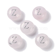 Natural Rose Quartz Beads, Rondelle with Letter, Letter Z, 8.5~9x5~5.5mm, Hole: 1.2mm(G-L524-20Z-01)