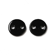 Spray Painted 201 Stainless Steel Connector Charms, Flat Round, Black, 6x1mm, Hole: 1mm(STAS-I672-07B)