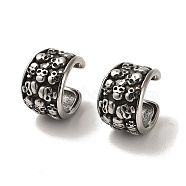 316 Surgical Stainless Steel Cuff Earrings, Non Piercing Earrings, Antique Silver, 14x10mm(EJEW-D096-01C-AS)