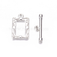 Tibetan Style Alloy Toggle Clasps, Rectangle, Silver Color Plated, Lead Free and Cadmium Free, Rectangle: 20x11.5mm, Bar: 22x5mm, Hole: 2.5mm(X-LF5079Y-S)