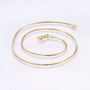 304 Stainless Steel Snake Chain Necklaces, with Lobster Claw Clasps, Golden, 15.7 inch(40cm), 1.4mm(NJEW-F221-05G)