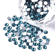Glass Flat Back Rhinestone Cabochons, Back Plated, Faceted Half Round, Indicolite, SS12, 3~3.2x1.5mm, about 1440pcs/bag(RGLA-S002-12SS-11)