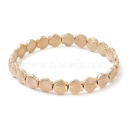 ABS Plastic Shell Shape Beaded Stretch Bracelets for Women, Light Gold Plated, Inner Diameter: 2-1/4 inch(5.7cm)(BJEW-JB10148)
