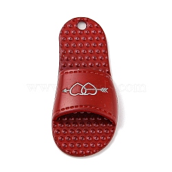 Spray Painted Alloy Pendants, Slipper Shape, Dark Red, 41x18x7.5mm, Hole: 2mm(PALLOY-M218-02A)