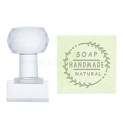 Clear Acrylic Soap Stamps, DIY Soap Molds Supplies, Square, Soap Handmade Natural, Word, 60x38x38mm, pattern: 35x35mm(DIY-WH0445-012)