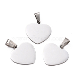 304 Stainless Steel Stamping Blank Tag Pendants, Heart, Stainless Steel Color, 24x25x1.5mm, Hole: 7x4mm(X-STAS-L220-02C-A01)