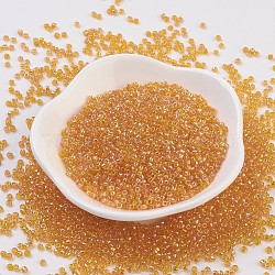 MGB Matsuno Glass Beads, Japanese Seed Beads, 12/0 Transparent Rainbow Glass Round Hole Seed Beads, Orange, 2x1.5mm, Hole: 0.8mm, about 1760pcs/20g(X-SEED-Q033-1.9mm-6R)
